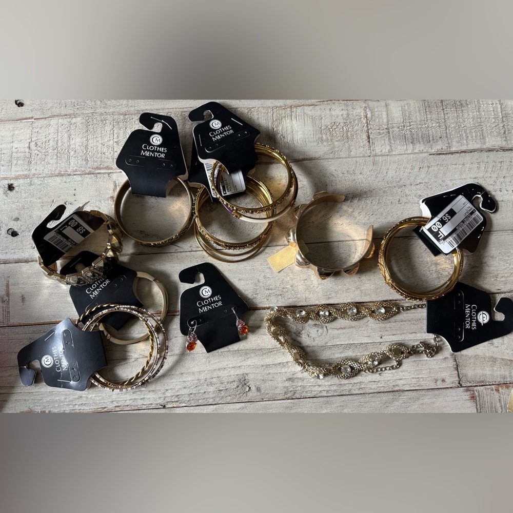 Gold-Tone Mixed Jewelry Lot- Bracelets, Earrings & Necklace